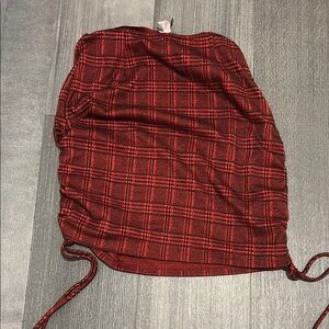 Red Plaid Drawstring Skirt